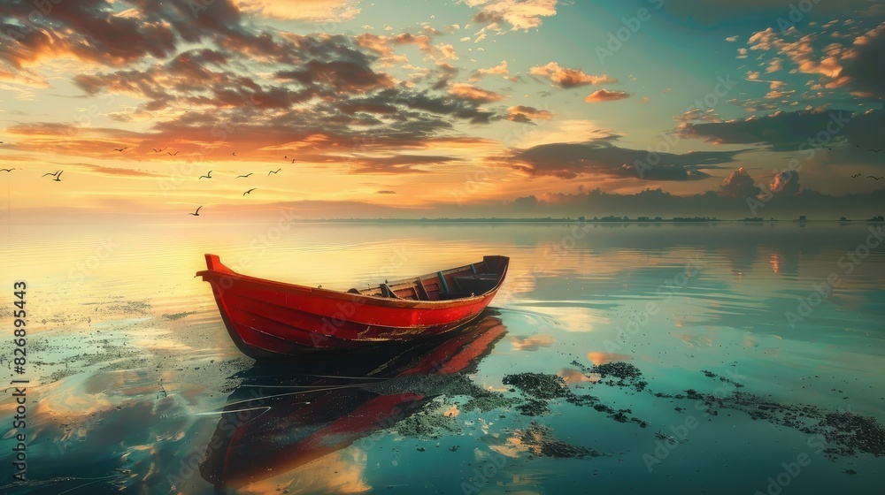 Fototapeta premium landscape with a lake and mountains. forest with a lake wallpaper. landscape lake forest with fog wallpaper. landscape forest with lake and fog. landscape of mountain lake and forest.