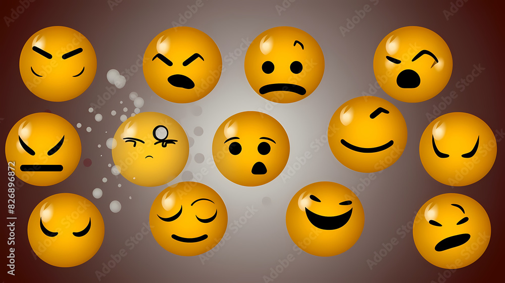 Fototapeta premium Emoticons conceptual art vector image,Sketch emoticons seamless pattern vector image.