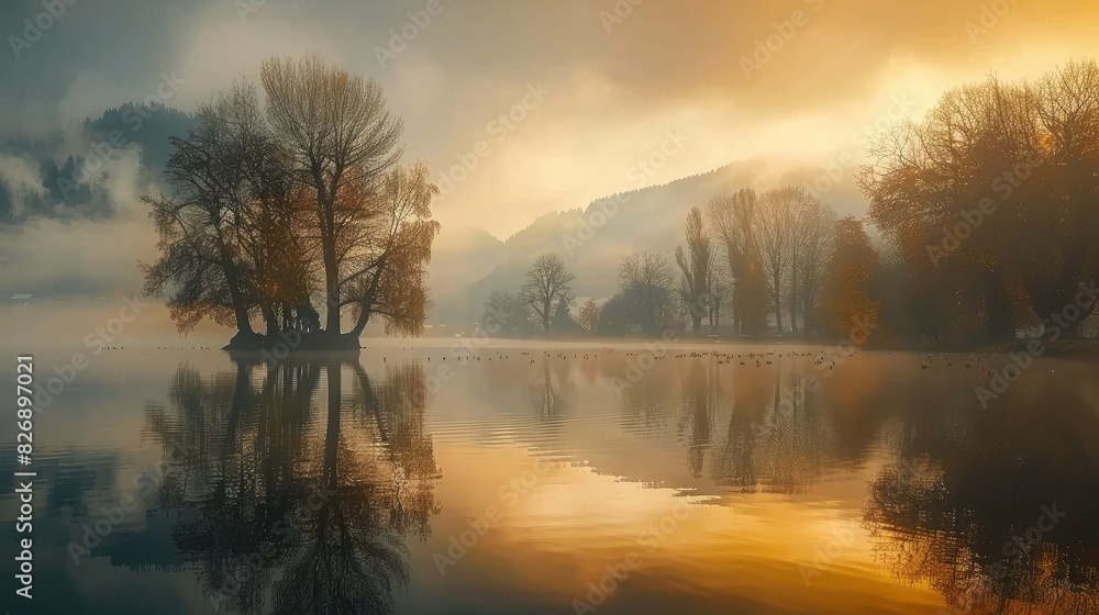 landscape of mountain lake and forest. forest with a lake wallpaper. landscape lake forest with fog wallpaper. landscape forest with lake and fog. landscape with a lake and mountains.