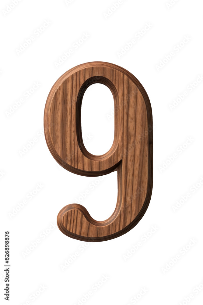 Number 9. made from wood isolated on white background with clipping path Number 9. made from wood isolated on white background with clipping path