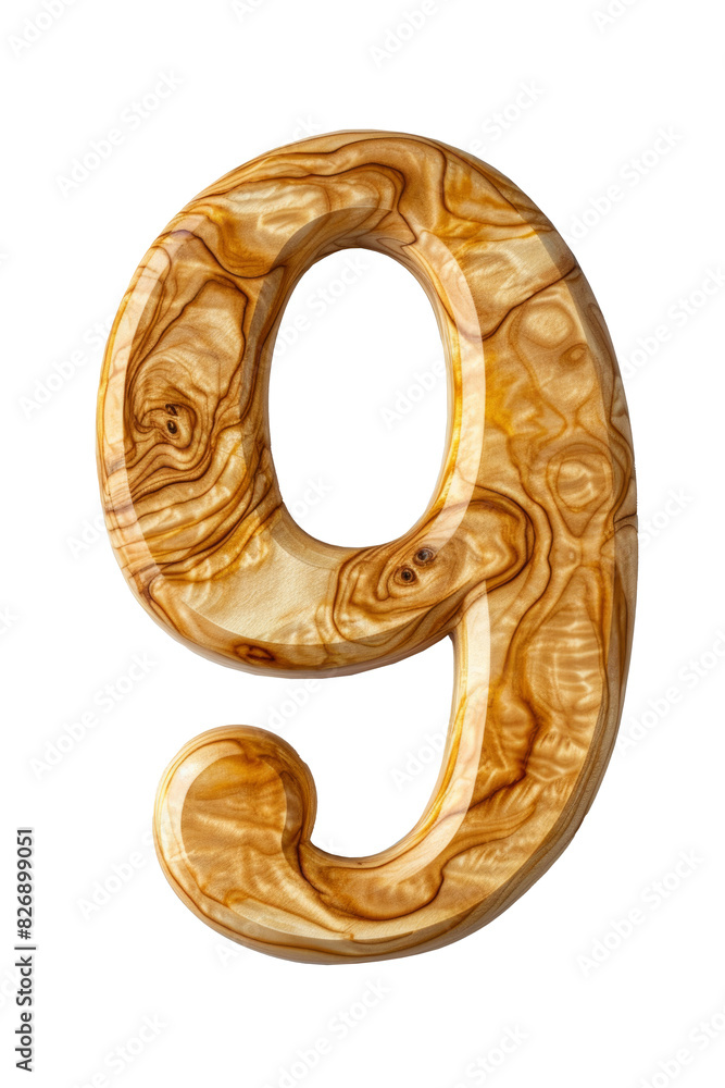 Number 9. made from wood isolated on white background with clipping path Number 9. made from wood isolated on white background with clipping path