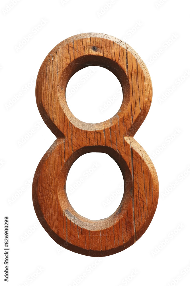 Number 8. made from wood isolated on white background with clipping path Number 8. made from wood isolated on white background with clipping path