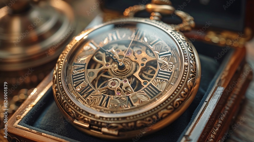 vintage pocket watch, symbols of time with Roman numerals
