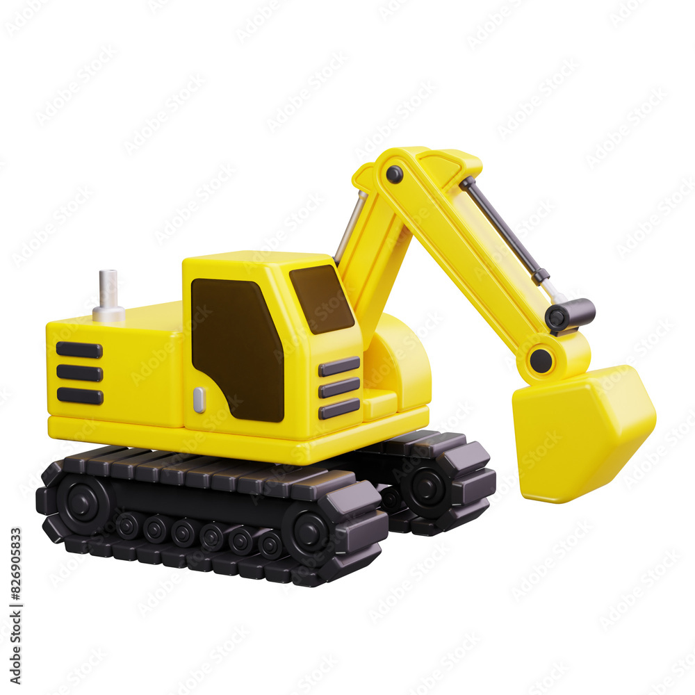 excavator 3d render icon excavator 3d render icon