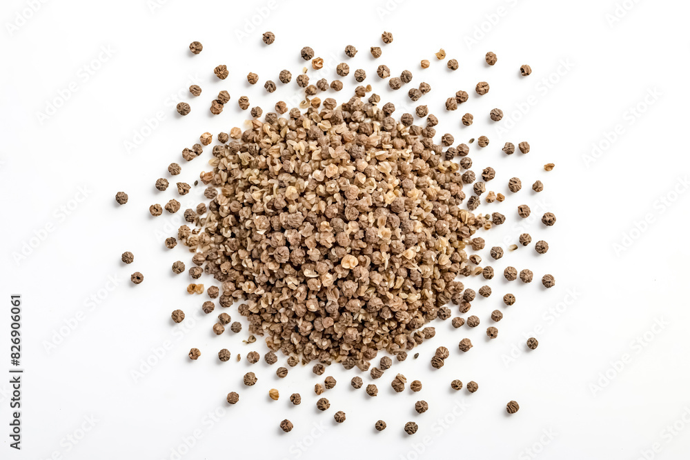 Close-up of Black Peppercorns on White Background Close-up of Black Peppercorns on White Background
