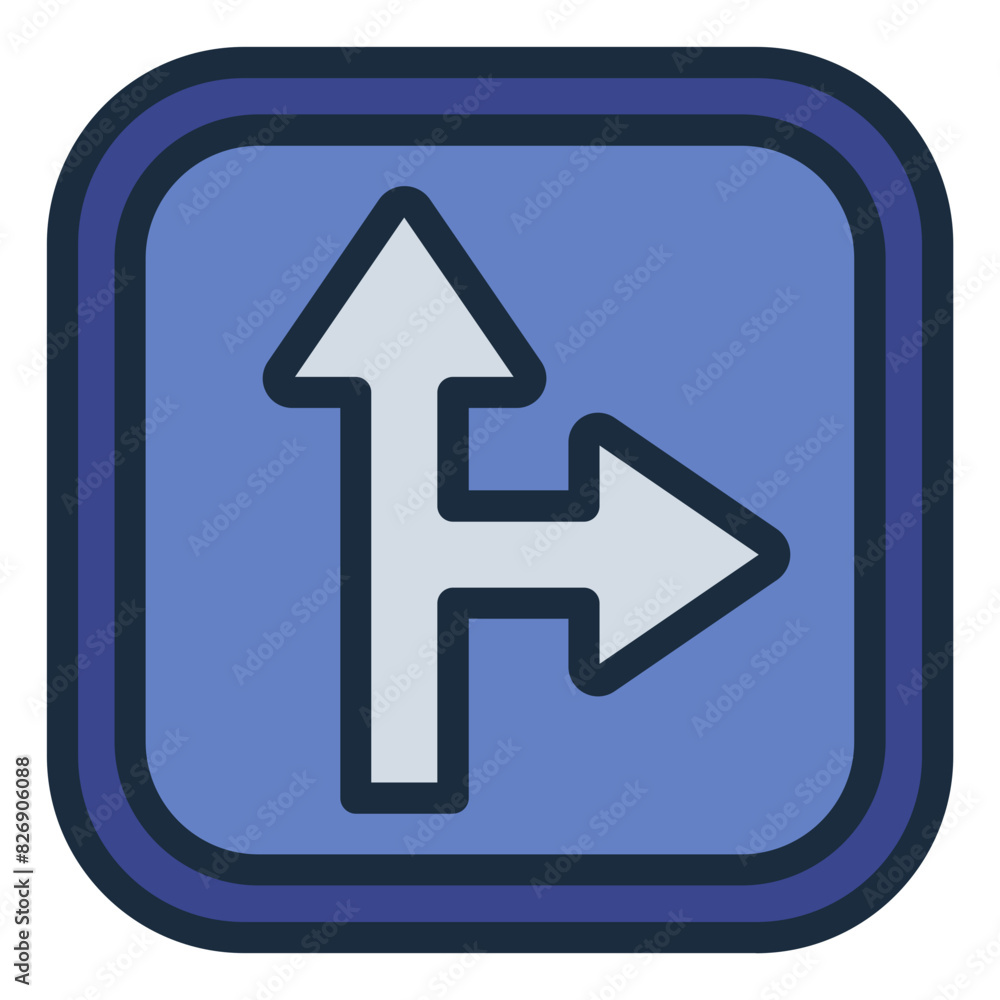 Go Straight or Right Traffic Sign Icon Go Straight or Right Traffic Sign Icon