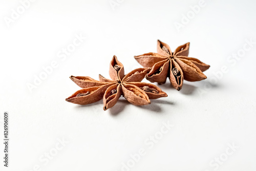 Two Star Anise on White Background