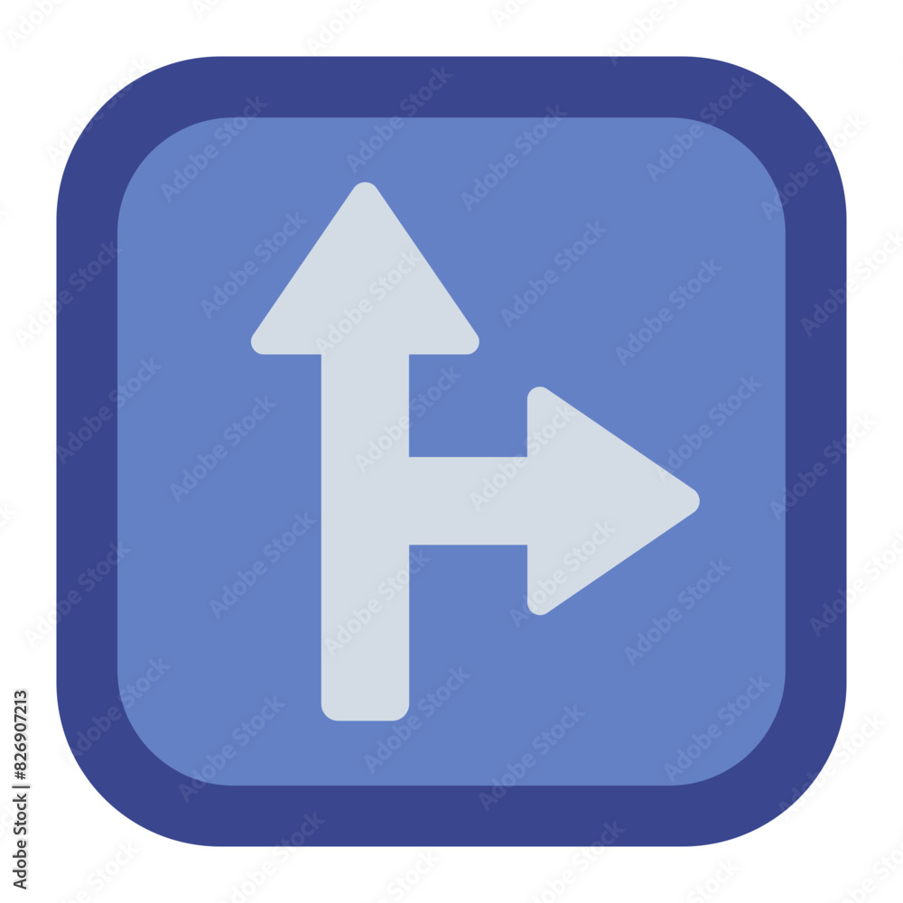 Go Straight or Right Traffic Sign Icon Go Straight or Right Traffic Sign Icon