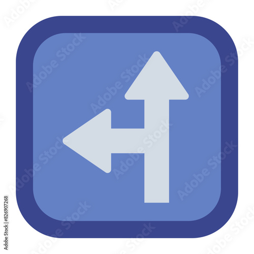 Free Download Go Straight or Left Traffic Sign Icon - GFXLoad