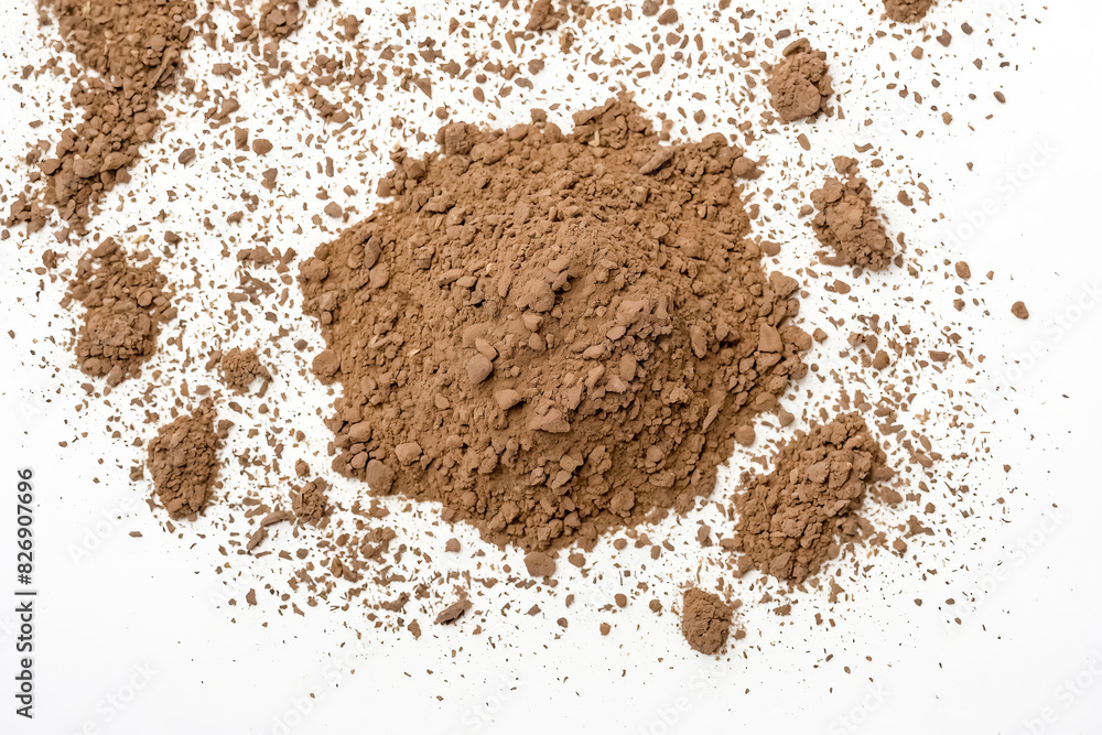 Cocoa powder on a white background Cocoa powder on a white background