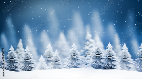 Miniature fir trees in winter snowy landscape © kody_king