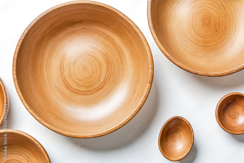 Wooden Bowls on White Background Wooden Bowls on White Background