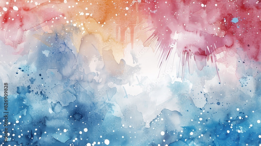 Fototapeta premium Abstract Watercolor Splash in Blue and Pink - Stunning abstract art with vivid blue, pink, and white watercolor splashes, suggesting creativity and imagination