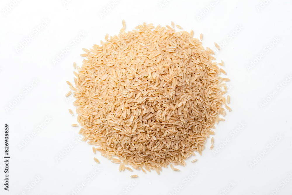 Brown Rice Grains on White Background Brown Rice Grains on White Background