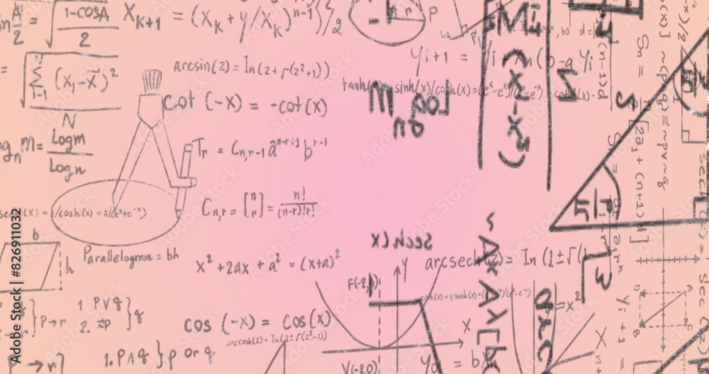 Image of mathematical equation and diagrams against white background Image of mathematical equation and diagrams against white background