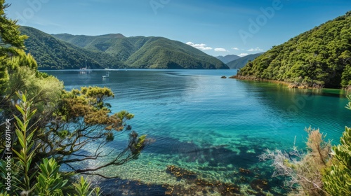 Discover the beauty of Momorangi Bay in Marlborough Sounds, South Island, New Zealand. This serene bay offers breathtaking views © Thirawat