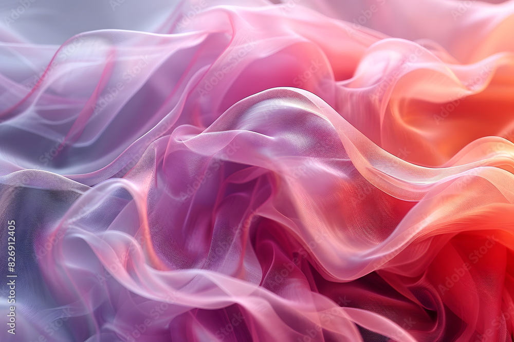 Fototapeta premium Colorful background with abstract gradient colored swirls and waves. The color palette flow mix and diverse, including shades of blue, green, red, and orange, creating an impressive and dynamic look.