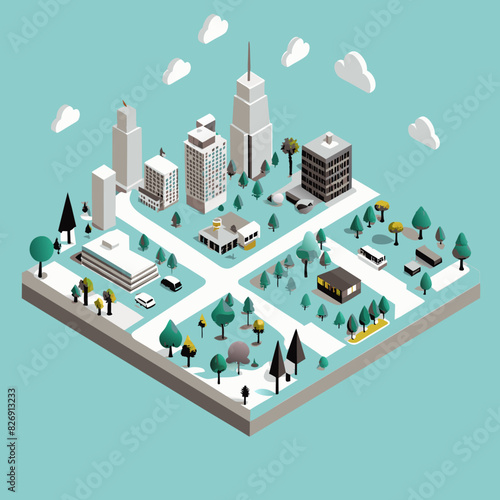 Illustrate a modern city with plenty of green spaces, trees, and parks, emphasizing urban sustainability and eco-friendly architecture.