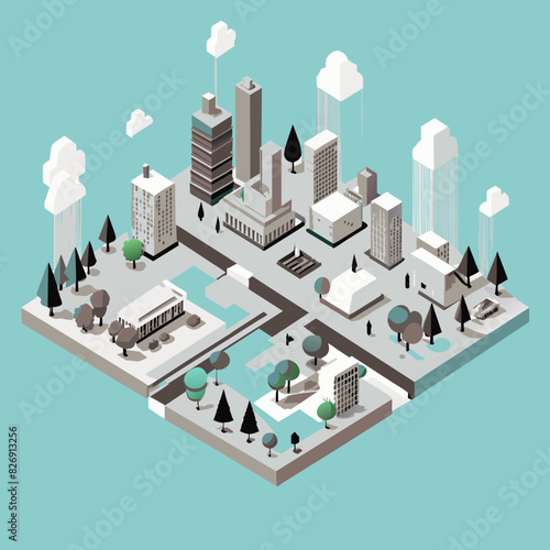 Illustrate a modern city with plenty of green spaces, trees, and parks, emphasizing urban sustainability and eco-friendly architecture.