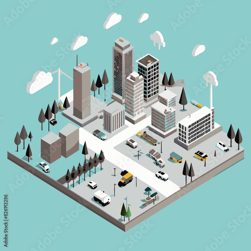 Illustrate a modern city with plenty of green spaces, trees, and parks, emphasizing urban sustainability and eco-friendly architecture.