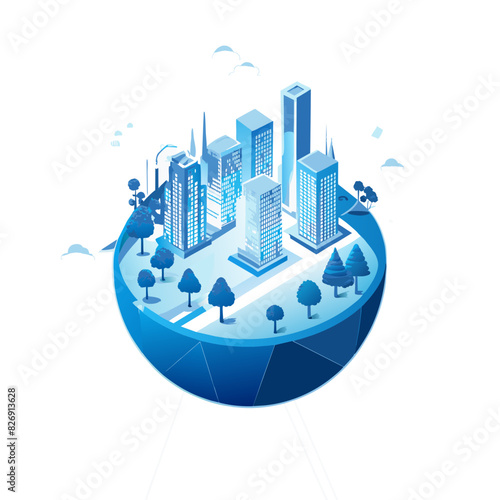 Illustrate a modern city with plenty of green spaces, trees, and parks, emphasizing urban sustainability and eco-friendly architecture.