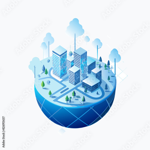 Illustrate a modern city with plenty of green spaces, trees, and parks, emphasizing urban sustainability and eco-friendly architecture.