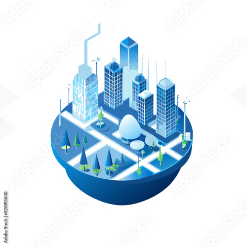 Illustrate a modern city with plenty of green spaces, trees, and parks, emphasizing urban sustainability and eco-friendly architecture.
