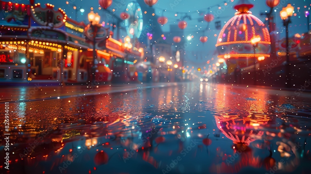 colorful carnival with lights shining in soft liquid hues colorful carnival with lights shining in soft liquid hues