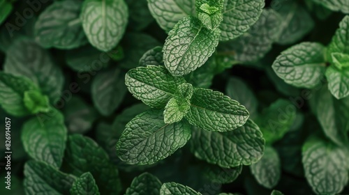 Isolated fresh mint leaves without processing