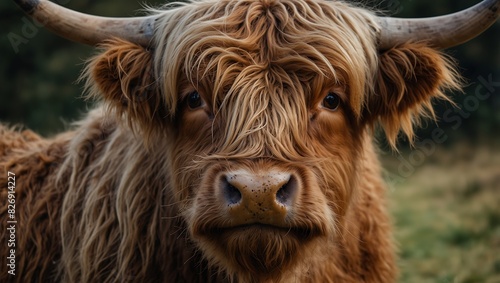 highland cow with horns