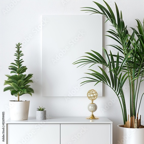 room in plants with white wall UHD Wallpapar photo