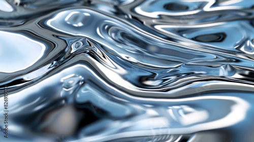 shiny silver metal liquid chrome mirror water