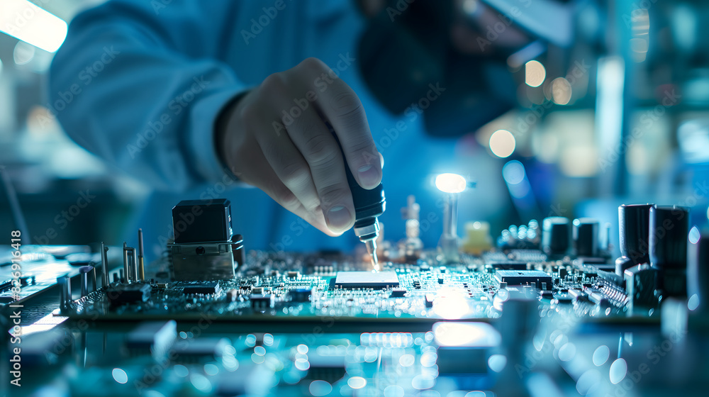 Close-up DJ Mixer with Electronic Circuit Board Close-up DJ Mixer with Electronic Circuit Board