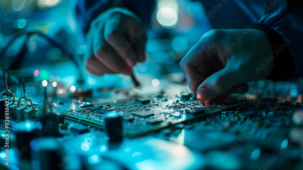 Electronic DJ Mixing Music on Circuit Board Electronic DJ Mixing Music on Circuit Board