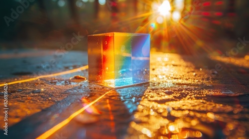 cube prism with light spectrum dispersion photo