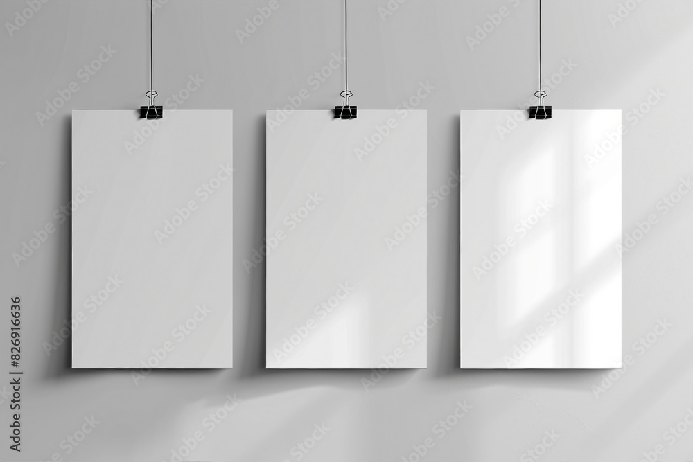 Three poster mockup. generative ai. Three poster mockup. generative ai.