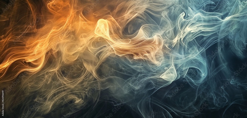 , dense tendrils of deep and dark smoke gracefully intertwine against a gradient backdrop, creating a mesmerizing blend of hues. Amidst this ethereal dance, vibrant abstract colors emerge, swirling an , dense tendrils of deep and dark smoke gracefully intertwine against a gradient backdrop, creating a mesmerizing blend of hues. Amidst this ethereal dance, vibrant abstract colors emerge, swirling an