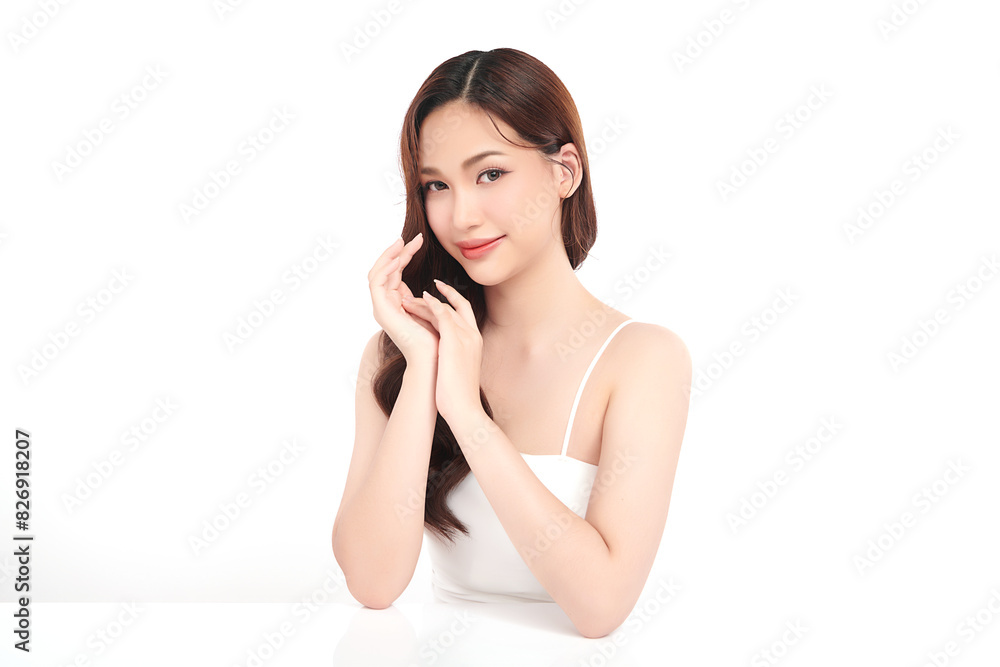 Beautiful young asian woman with clean fresh skin on white background, Face care, Facial treatment, Cosmetology, beauty and spa, Asian women portrait. Beautiful young asian woman with clean fresh skin on white background, Face care, Facial treatment, Cosmetology, beauty and spa, Asian women portrait.