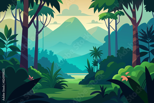 Tropical rainforest safari jungle background 