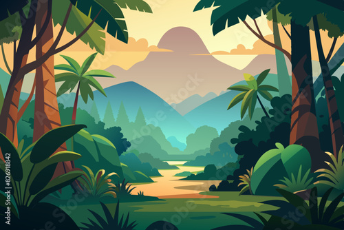 Tropical rainforest safari jungle background 