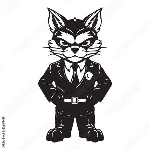 Guardian Whiskers Cat Security Emblem Design