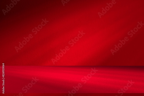 Wall interior background, studio and backdrops show products.with shadow from window color red background for text insertion and presentation interior decoration