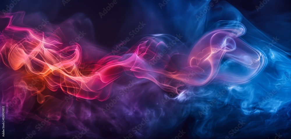 , dense tendrils of deep and dark smoke gracefully intertwine against a gradient backdrop, creating a mesmerizing blend of hues. Amidst this ethereal dance, vibrant abstract colors emerge, swirling an , dense tendrils of deep and dark smoke gracefully intertwine against a gradient backdrop, creating a mesmerizing blend of hues. Amidst this ethereal dance, vibrant abstract colors emerge, swirling an