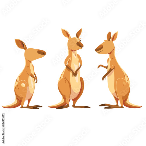 colorful illustration of three cartoon kangaroos with big smiles