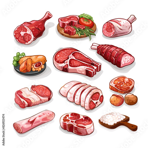 Different cuts of fresh meat for cooking