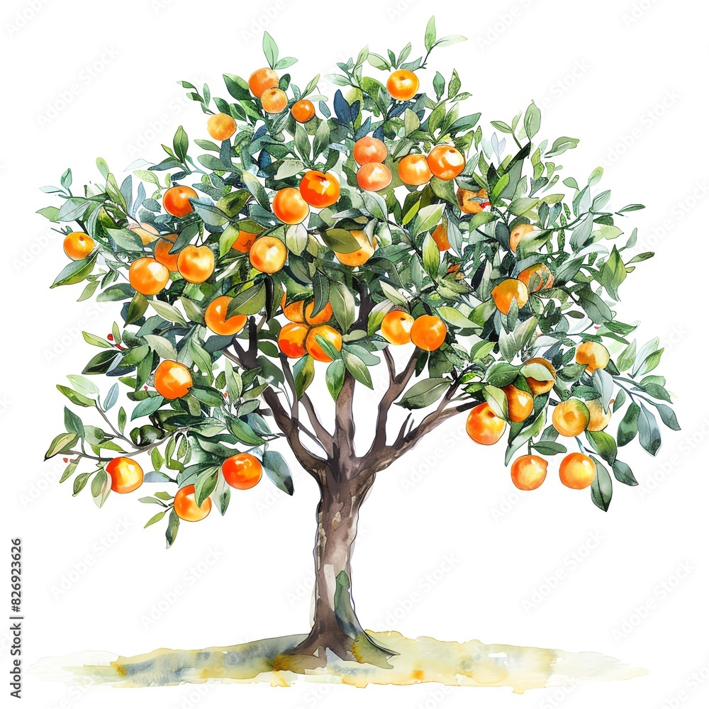 An illustration of an orange tree with many ripe oranges An illustration of an orange tree with many ripe oranges