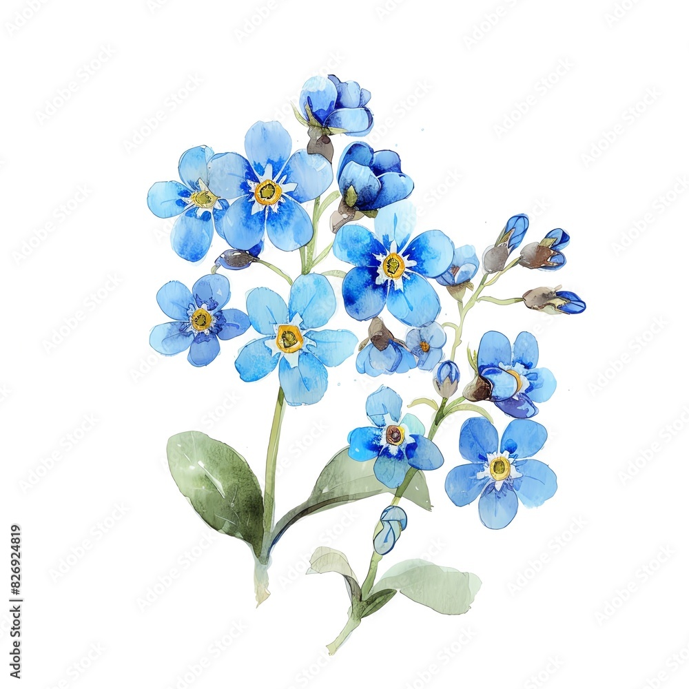 Obraz premium An illustration of a blue flower with yellow stamen