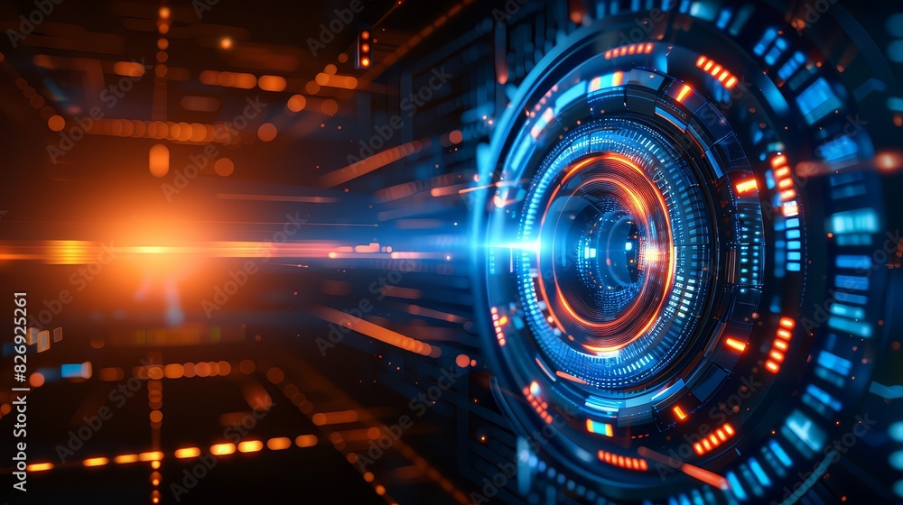 A sleek, futuristic camera with glowing accents and high resolution perfect for tech product commercials. Detailed illustration. A sleek, futuristic camera with glowing accents and high resolution perfect for tech product commercials. Detailed illustration.