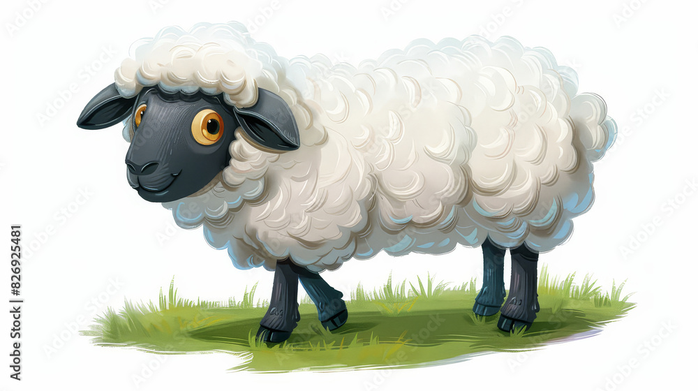 Obraz premium Highresolution plush sheep toy with fluffy white fleece, cute design ideal for farmthemed nursery decor.