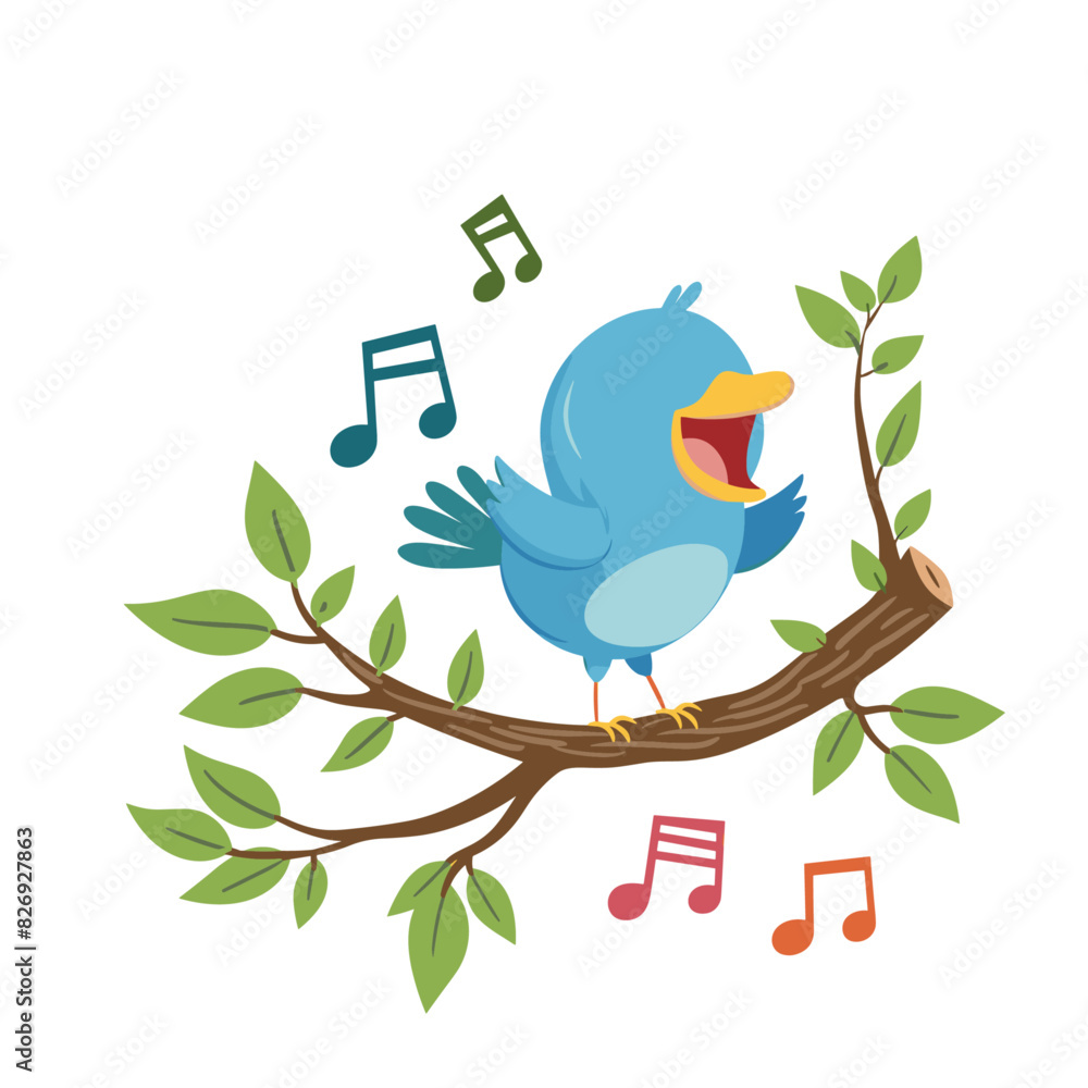 A bluebird perched on a tree branch, singing a melodious tune A bluebird perched on a tree branch, singing a melodious tune